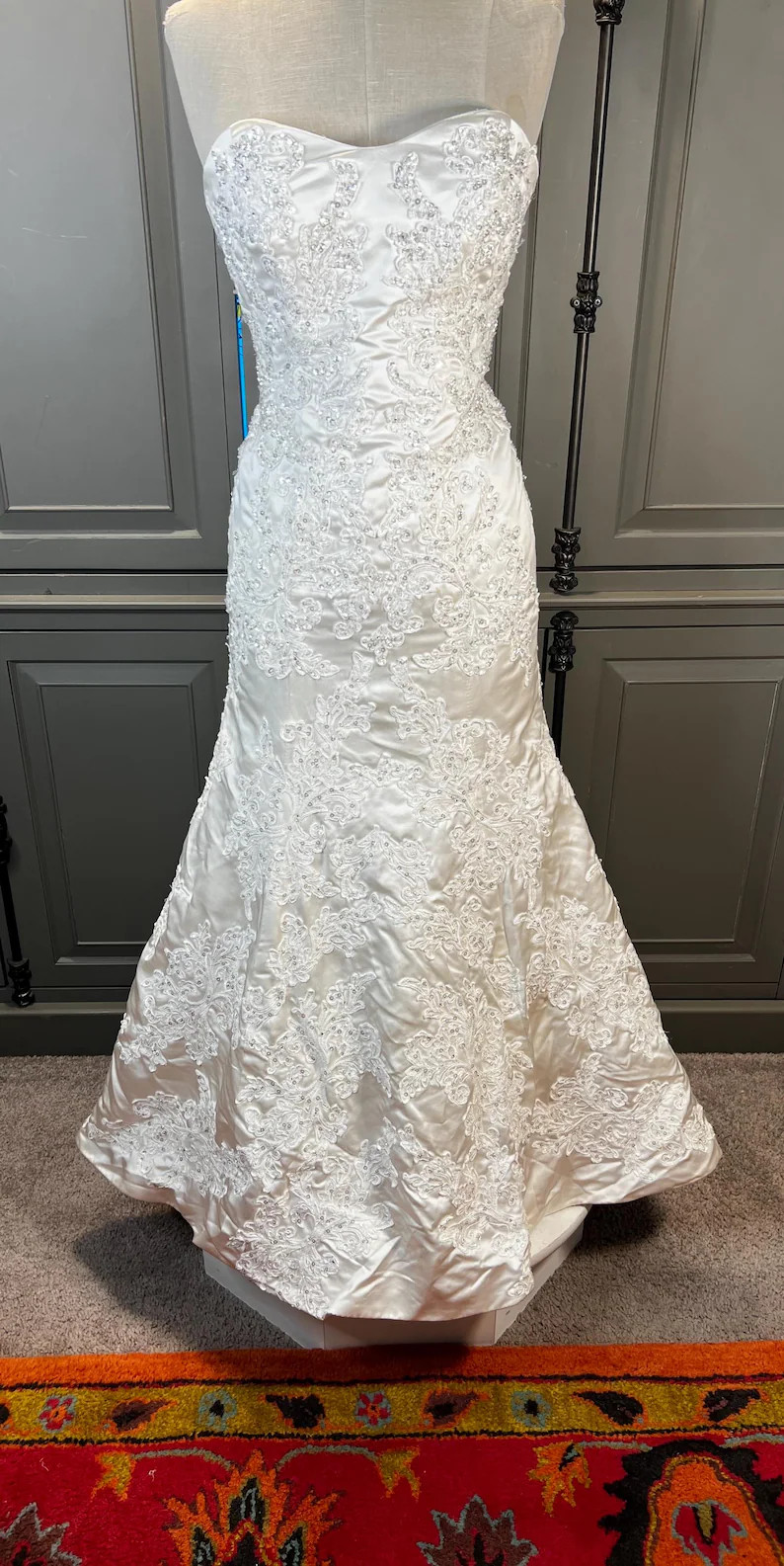 Oleg Cassini beaded strapless mermaid Size 4 | Etsy (Global)