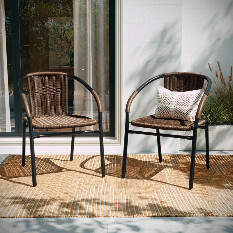Arthor Rattan Indoor/Outdoor Stacking Restaurant Chairs by Flash Furniture | Wayfair North America