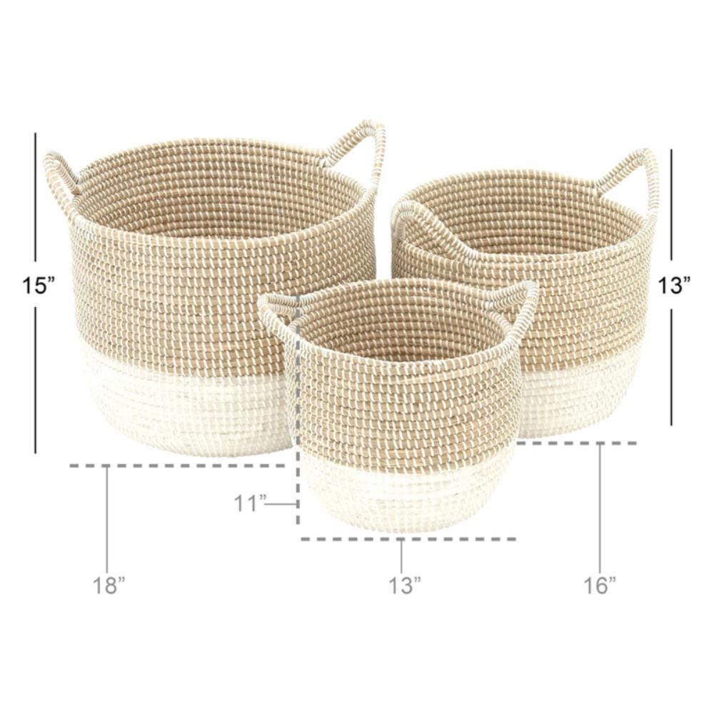 DecMode Charming Seagrass Basket - Set of 3 | Hayneedle