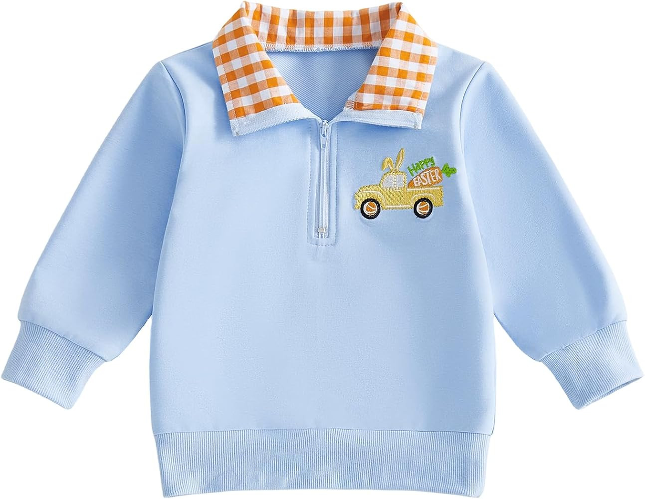 Toddler Baby Girl Boy Easter Outfit Bunny Carrot Embroidery Sweatshirt Tops Long Sleeve Polo Shir... | Amazon (US)