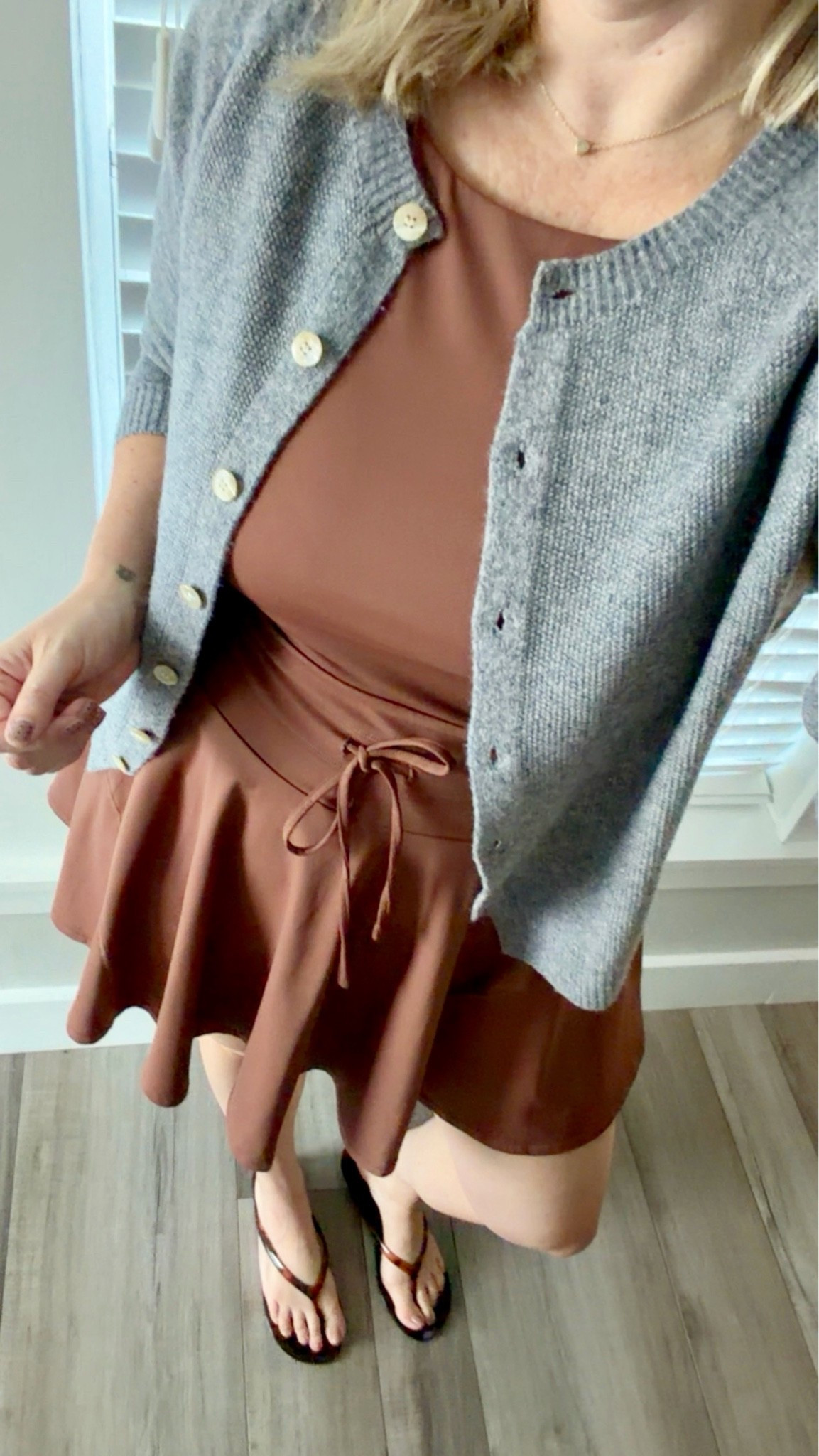 Bus stop ➡️ WFH, but make it cute. 🤎 This Amazon active dress is such an easy throw-on-and-go look! Wearing XL, but definitely wish I’d stuck with my true size L. Cardi is a closet staple (linking similars) + sandals are Amazon (size up 1!).

#AmazonFashion #WFHStyle #BusStopOOTD #Over40Style #MidsizeFashion

#LTKmomlife #LTKMidsize #LTKOver40