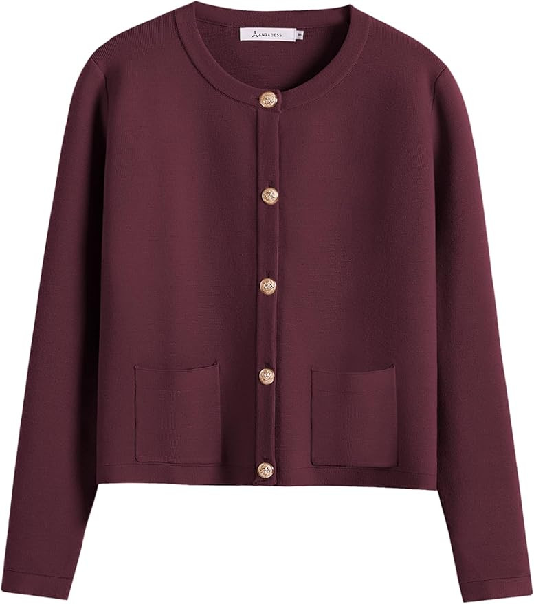 ANRABESS Women Striped Cardigan Sweaters Button Down Cropped Knit Lady Jackets Coat 2024 Fall Out... | Amazon (US)