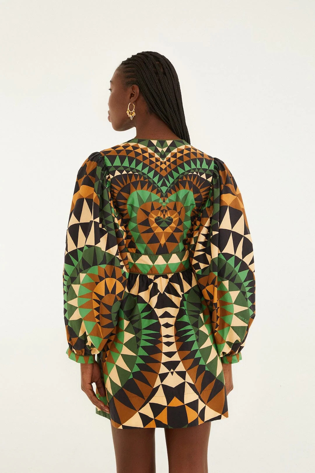 Green Heart Deco Puff Sleeve Organic Cotton Mini Dress | FARM Rio | FarmRio (US)