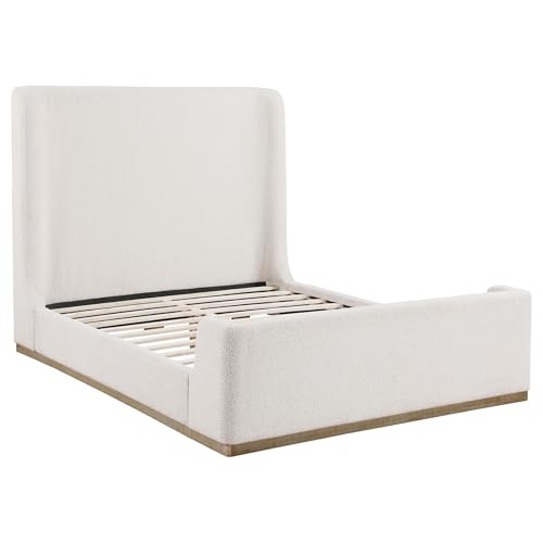 Coaster Home Furnishings - Nala - Wood - Upholstered Platform Sleigh Bed with Wingback Headboard, Foam Padding and Oak Base - Bedroom - Queen Size - Cream - 302046Q | Amazon (US)