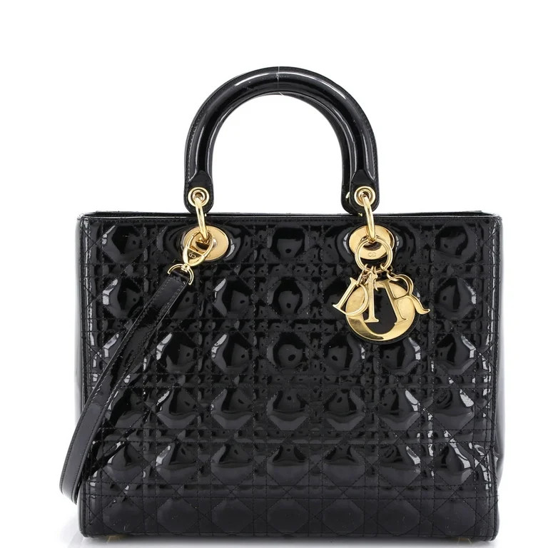 Pre-Owned Dior Lady Bag Cannage Quilt Patent Large By Rebag | Walmart (US)