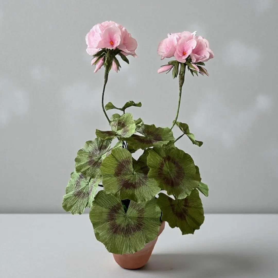 Handmade Paper Geranium Plant: Pink Floral Home Decor - Etsy | Etsy (US)