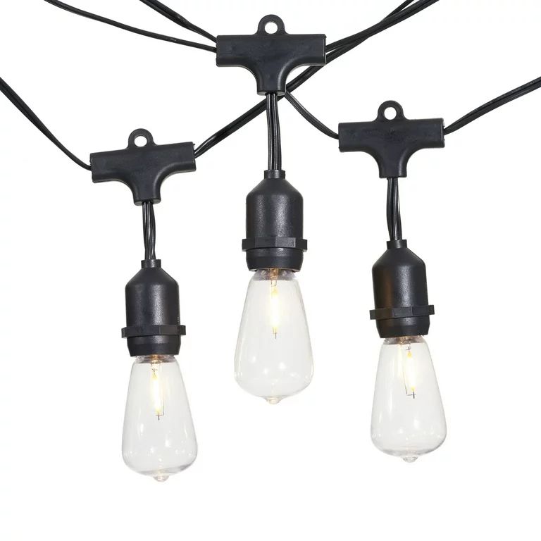 Better Homes & Gardens 15-Count Shatterproof Edison Bulb Outdoor String Lights with Black Wire - ... | Walmart (US)