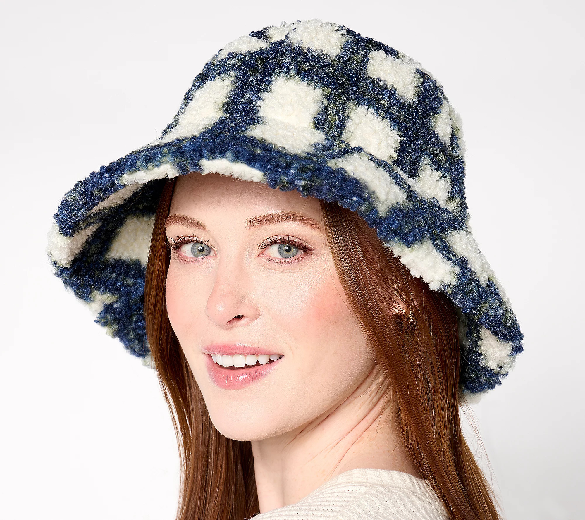 Sprigs Plaid Boucle Bucket Hat | QVC