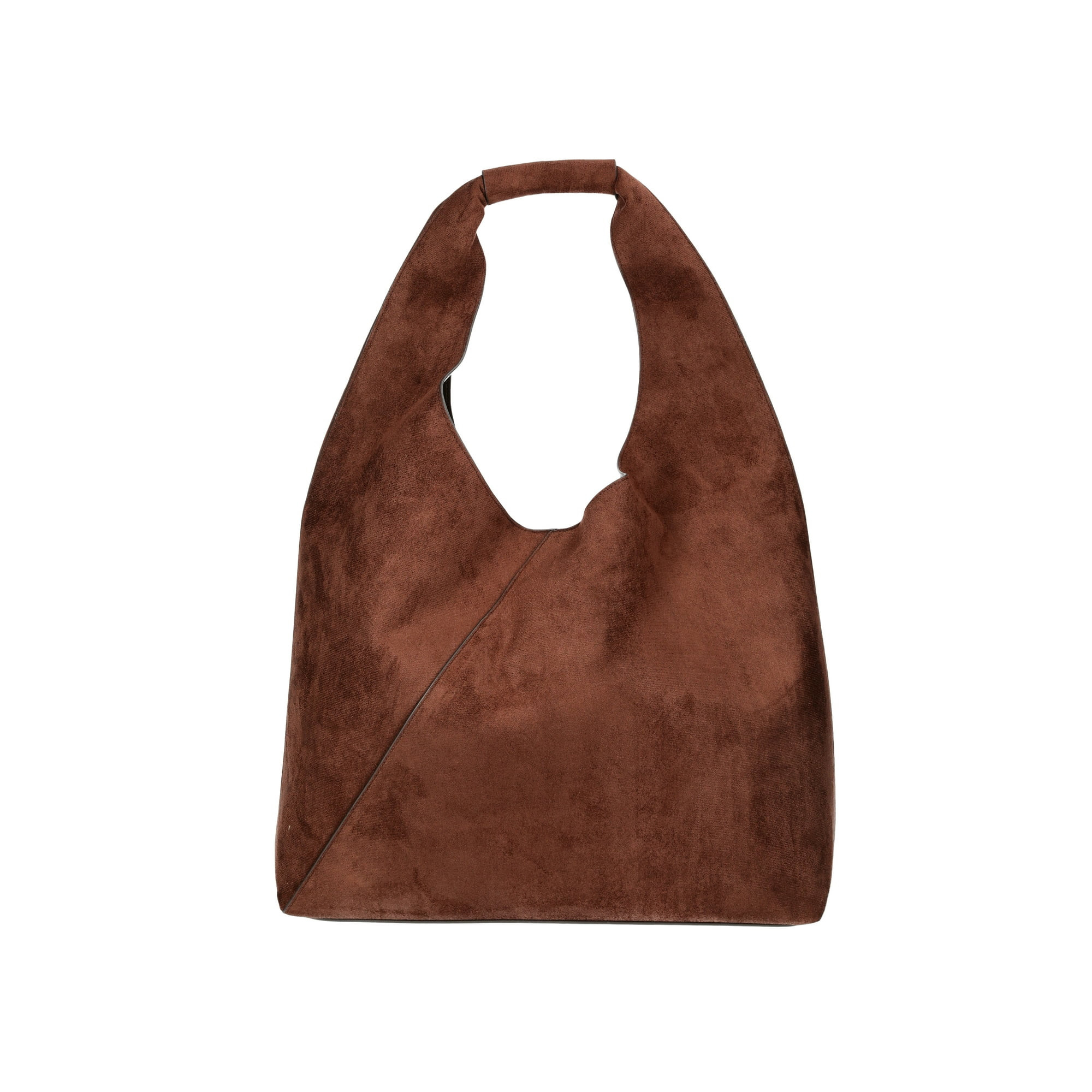 Time and Tru Women's June Soft Faux Suede Hobo Bag, Chocolate | Walmart (US)
