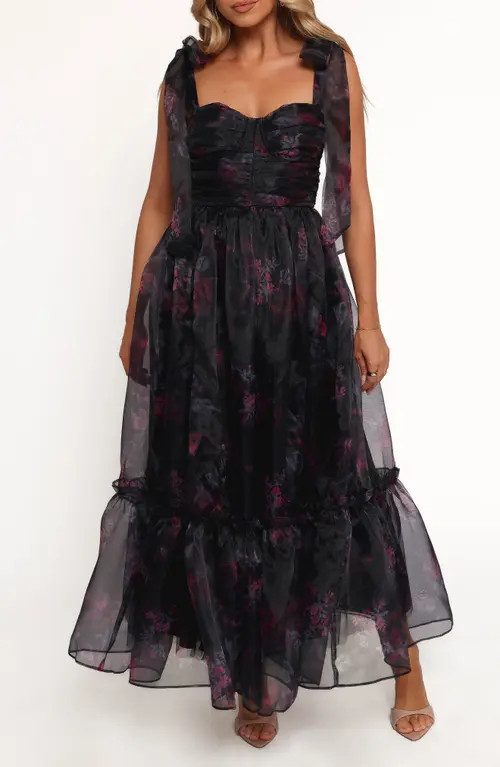 Petal & Pup Floret Floral Underwire A-Line Midi Dress in Dark Floral at Nordstrom, Size Small | Nordstrom