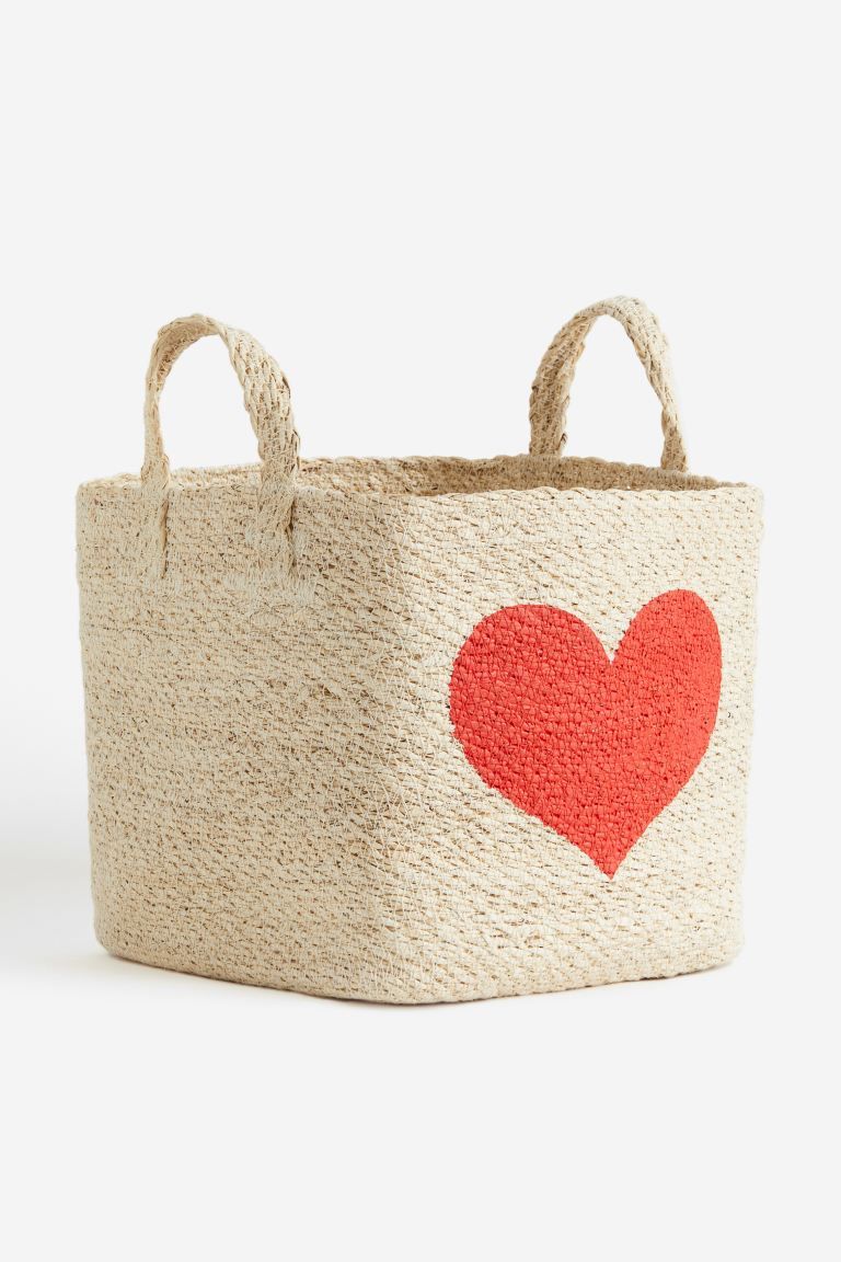 Heart-motif Storage Basket - Light beige/heart - Home All | H&M US | H&M (US + CA)
