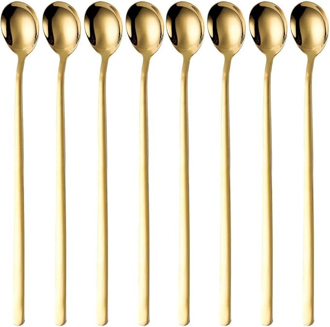 OMGard 9-Inch Long Handle Spoon 18/10 Stainless Steel Spoon Set Mixing Spoon Ice Cream Spoon Long... | Amazon (US)