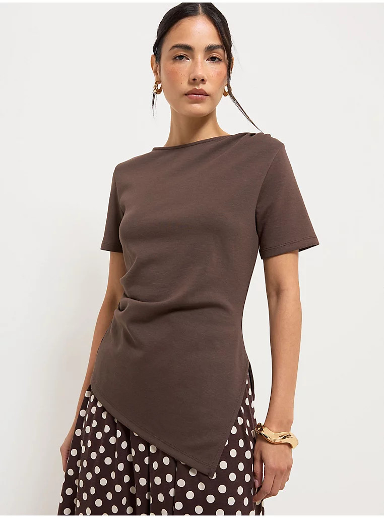 Brown Asymmetric T Shirt | George at ASDA