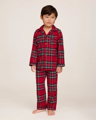 Kid's Brushed Twill Pajama Set in Imperial Tartan 10 Years | Petite Plume