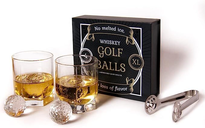 Golf Ball Whiskey Stones Gift Set for Men, Husband Dad, Brother, Boyfriend; Chillers Golfers, Reu... | Amazon (US)