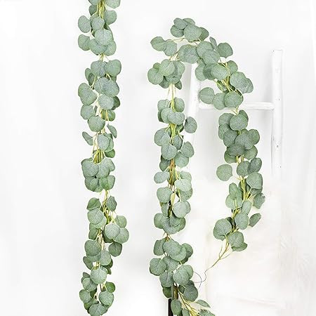 DearHouse 2pc Artificial Eucalyptus Garland Faux Silk Eucalyptus Leaves Vines Handmade Garland Gr... | Amazon (US)