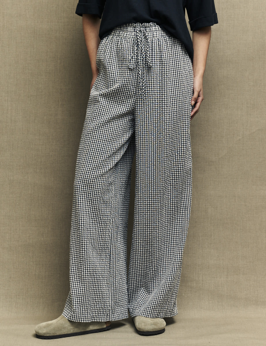 Fearne Cotton Black Gingham Check Wide Leg Trousers | Nobody's Child