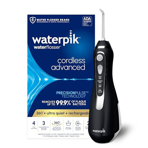 Waterpik Cordless Advanced 2.0 Water Flosser For Teeth, Gums, Braces, Dental Care With Travel Bag and 4 Tips, ADA Accepted, Rechargeable, Portable, and Waterproof, Black WP-582, Packaging May Vary | Amazon (US)