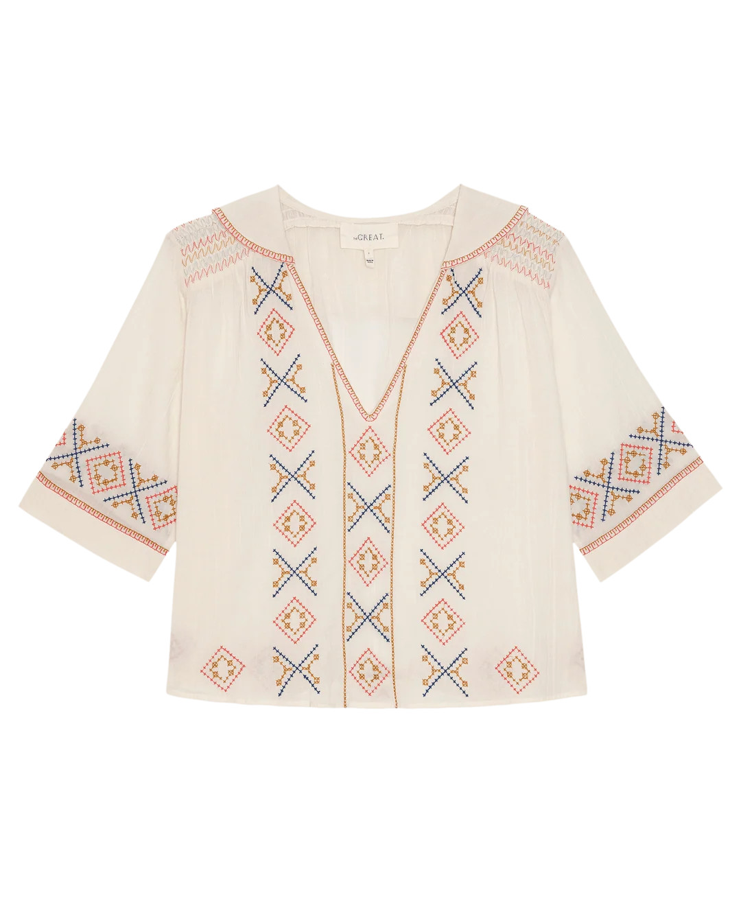 The Embroidered Vintage Sailor Top. -- Cream | THE GREAT.