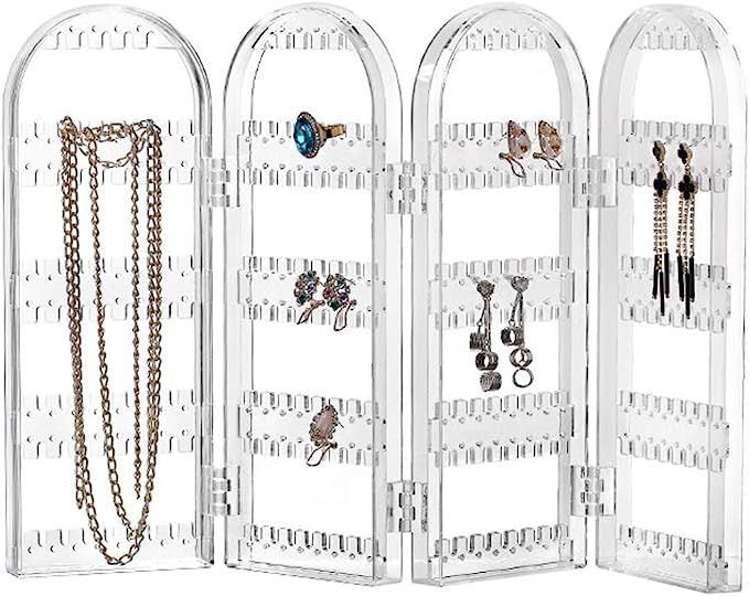 Sooyee 240 Holes Foldable Acrylic Earring Holder,Jewelry Hanger Organizer,Necklace Holder 3 Folds... | Amazon (US)