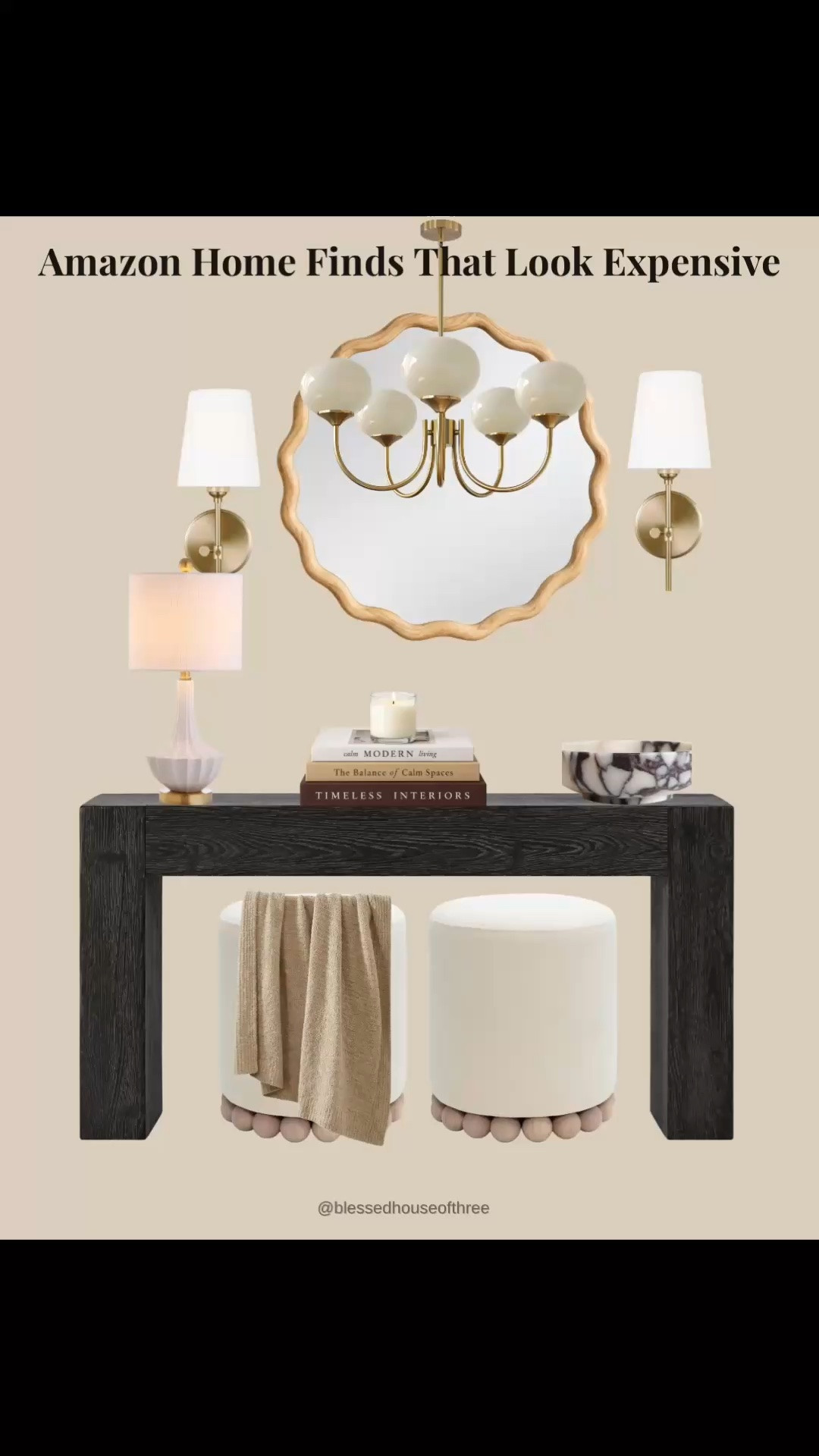 Amazon home finds that look expensive 🤎 These elevated finds make it so easy to get that designer-inspired look for less.

From statement console tables and an organic wood mirror to modern lighting, neutral stools and simple decorative accents, these are some of my favorite Amazon home finds for creating an expensive-looking space on a budget. So many beautiful pieces for a neutral entryway, console table styling, living room or organic modern home. I especially love the mix of warm wood, black finishes, brass lighting and soft neutral textures!

Shop Amazon home decor, entryway furniture, console tables, modern wall sconce, scallop wall mirror, modern ottomans, neutral home decor, modern lighting + more linked here.

#LTKHome #LTKSeasonal #LTKSaleAlert