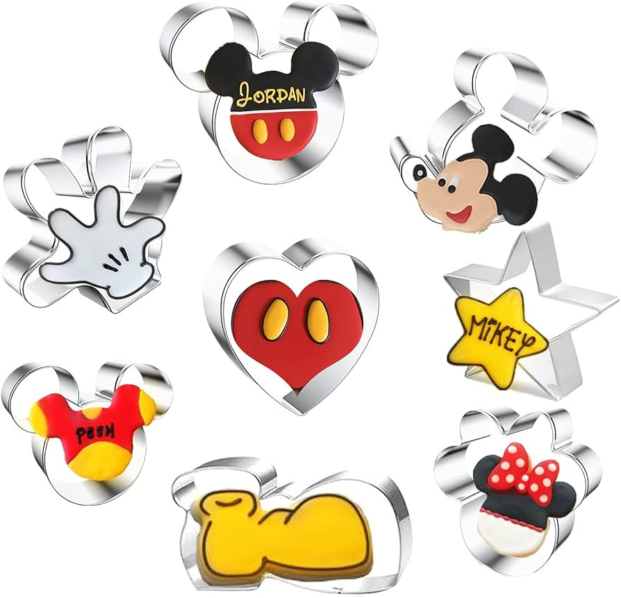 8 Pieces Mickey Mouse Cookie Cutters,Stainless Steel Cutters Mickey Minnie Mouse Shaped Biscuit M... | Amazon (US)