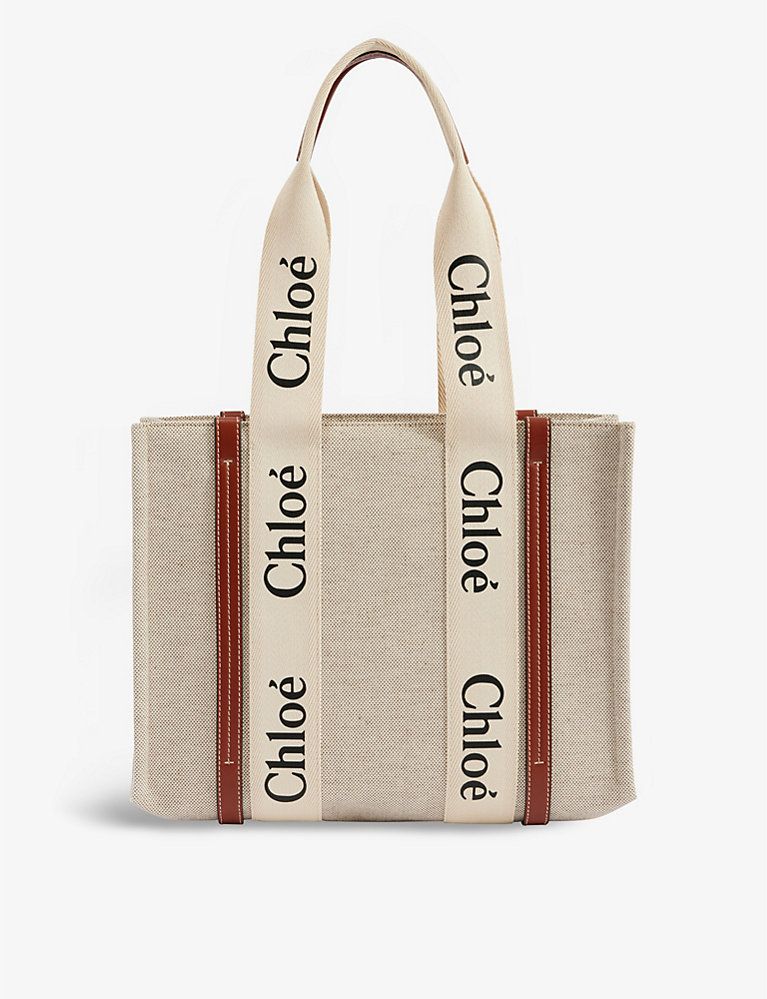 CHLOE Woody medium cotton-canvas tote bag | Selfridges