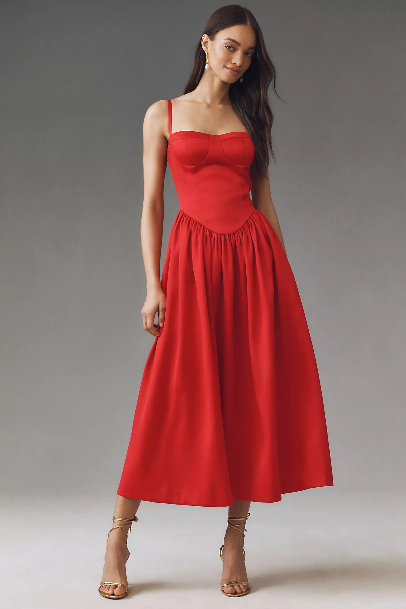 Mare Mare Amaya Corset Fit-and-Flare Midi Dress | Anthropologie (US)