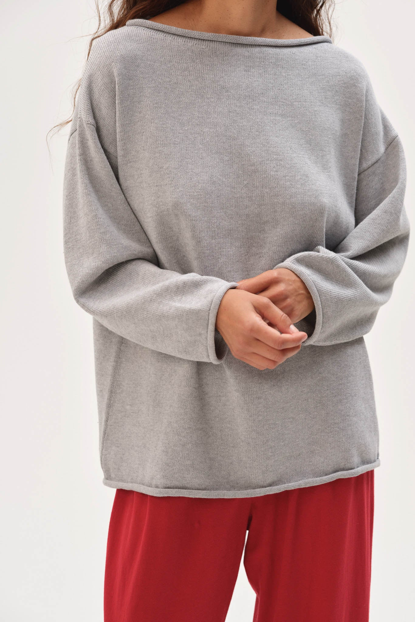The Cotton Knit Boat Neck Sweater | DONNI.