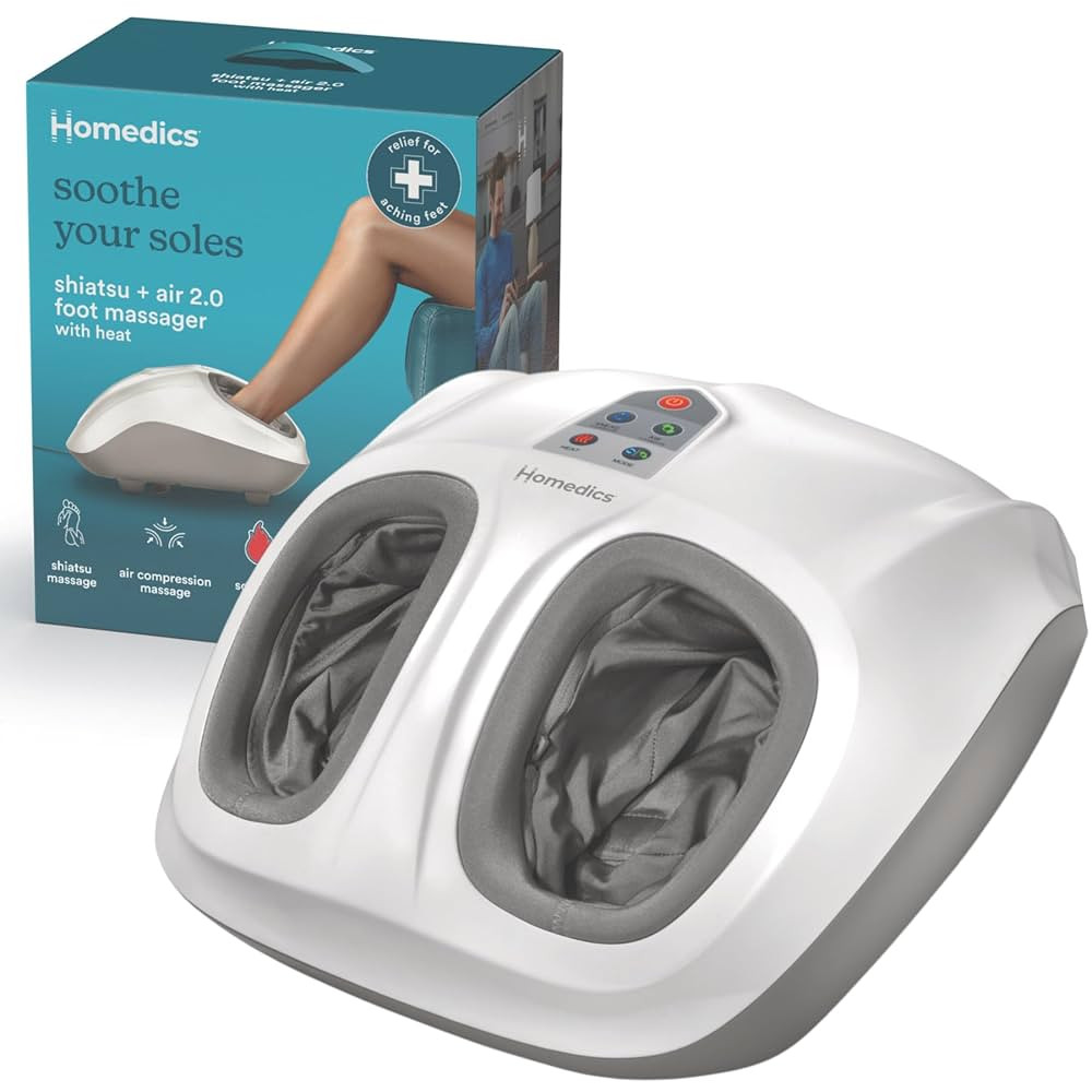 Homedics Shiatsu Air 2.0 Foot Massager with Soothing Heat and Rhythmic Air Compression, 3 Customi... | Amazon (US)