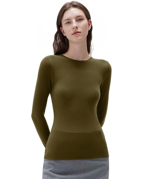 SUUKSESS Cloud Cashmere Women Boat Neck Fitted Long Sleeve Shirt Basic Knit Tops | Amazon (US)