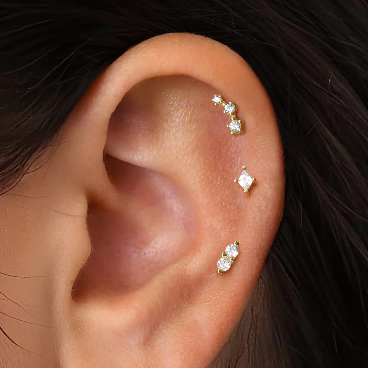 Dainty Diamond Flat Back Earring Set | eyrful | Eyrful Artistry