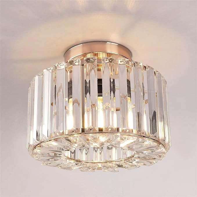 Semi Flush Mount Ceiling Light - Crystal Chandelier Modern Ceiling Light Fixture Hallway Light Fi... | Amazon (US)