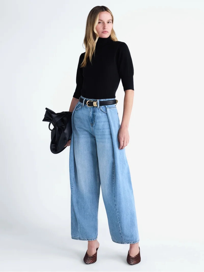 Scoop Women's and Women's Plus Deep Pleated Wide Leg Jean, Sizes 0-28W | Walmart (US)