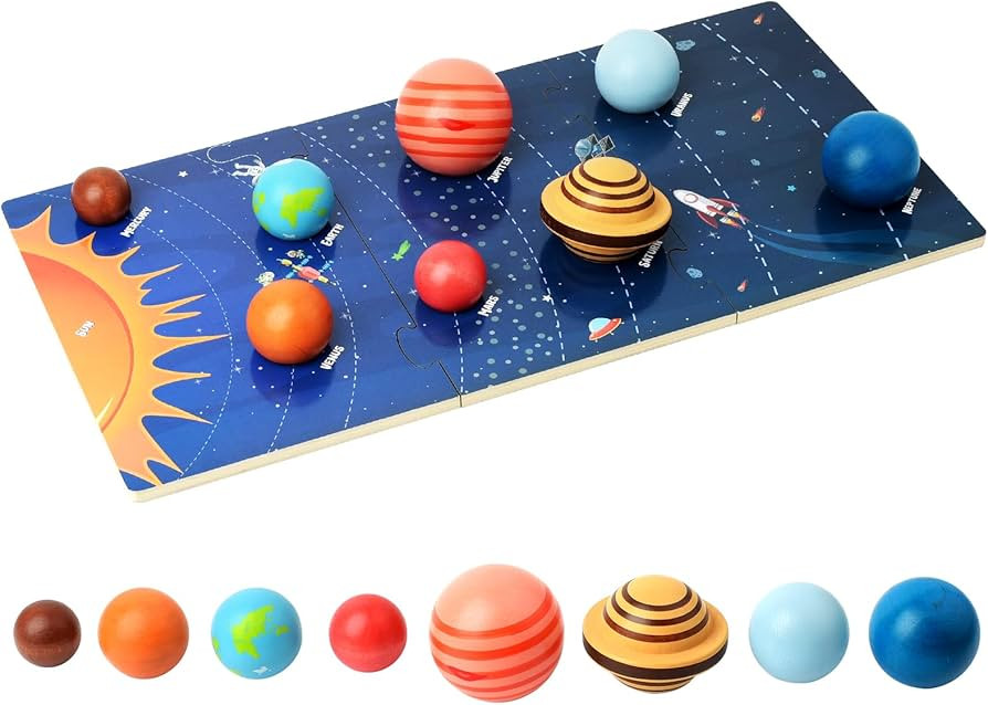 Wooden Solar System Model Board, Montessori Toys Planets Puzzle Science STEM Space Learning for K... | Amazon (US)