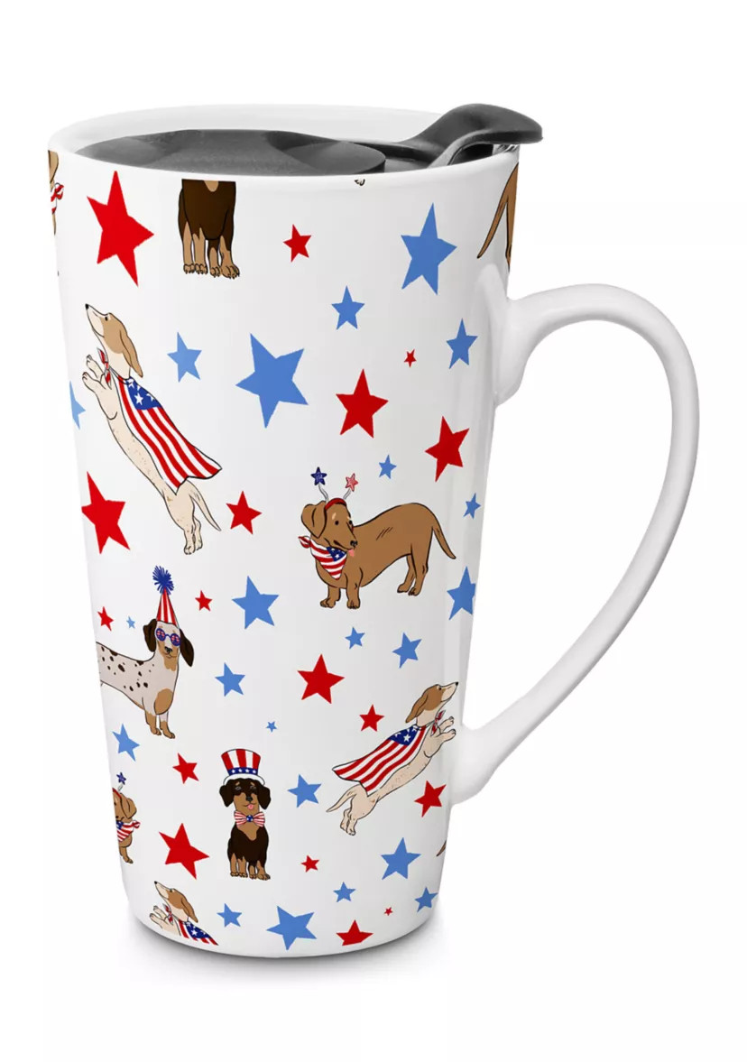 Patriotic Dogs Latte Mug with Lid | Belk
