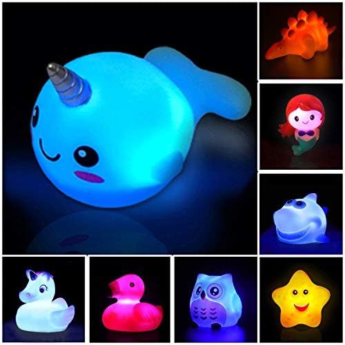 Jomyfant Bath Toys (8 Packs Rubber Animals Toys) Light Up Floating Rubber Toys Flashing Color Changi | Amazon (US)