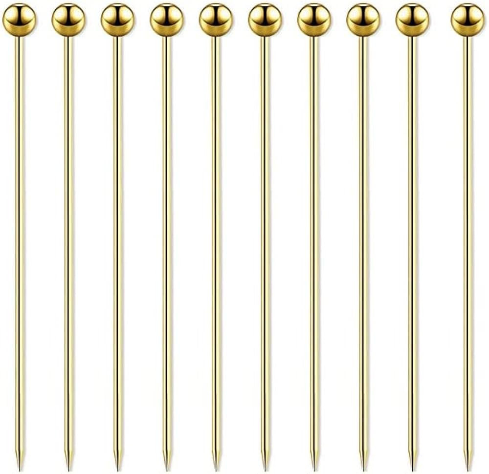 15 Pieces Stainless Steel Cocktail Picks Metal Martini Picks 4.3 inch Gold | Amazon (US)