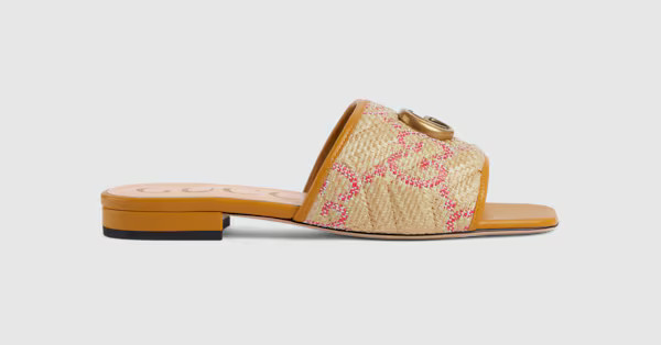 Gucci Women's GG raffia effect slide | Gucci (US)