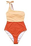 CUPSHE Women's Orange Crush One Shoulder Bowknot One-Piece Swimsuit Medium | Amazon (US)
