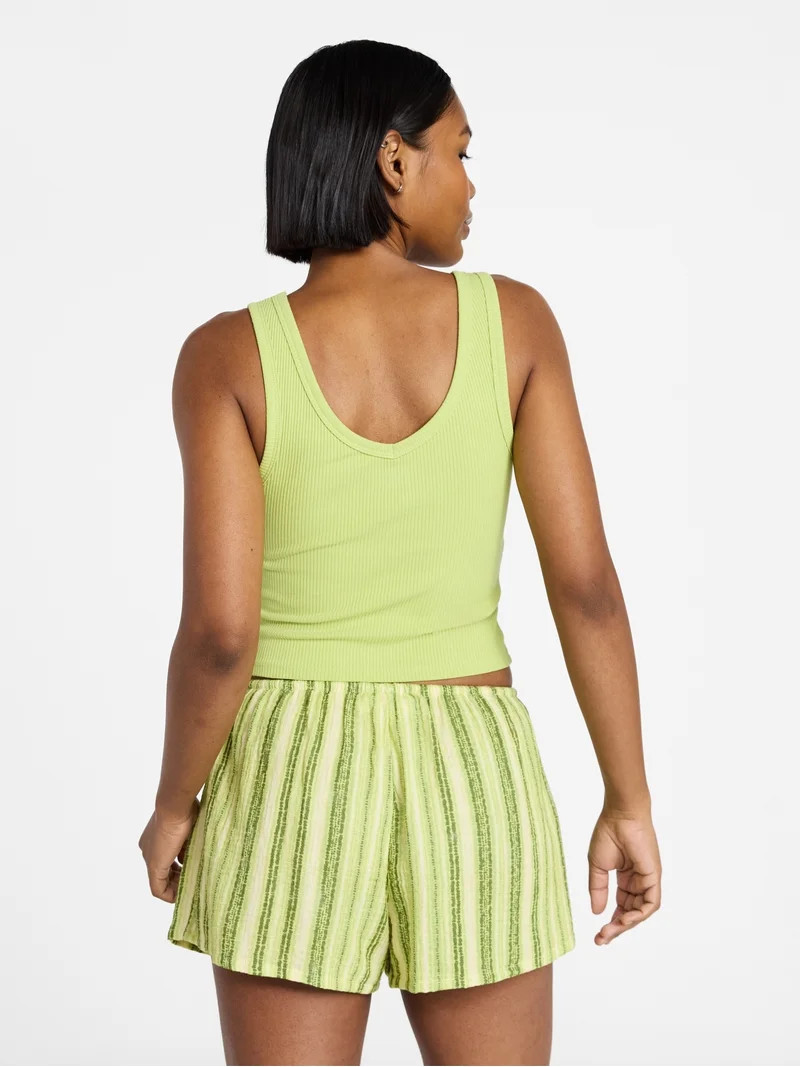 No Boundaries Cropped V-Neck Tank Top, Women’s XXS-XXL | Walmart (US)