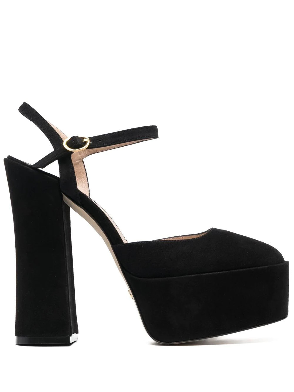 Stuart Weitzman square-toe 150mm suede platform pumps - Black | Farfetch Global