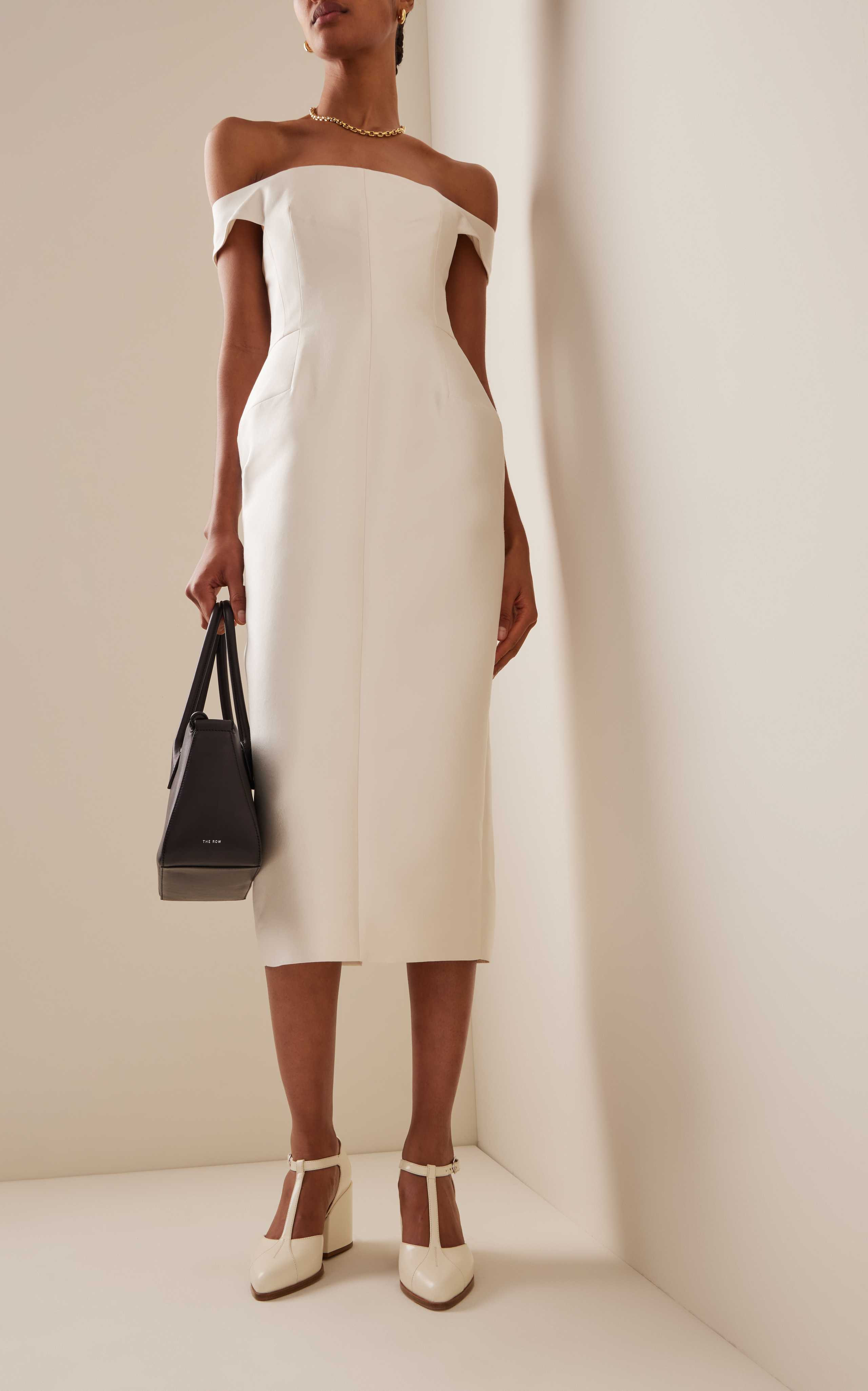 Exclusive Maria Silk-Wool Midi Dress | Moda Operandi (Global)