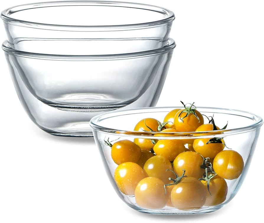 NUTRIUPS 3 Pack Glass Bowls Set 24oz Glass Cereal Bowls Glass Salad Bowls Small Glass Bowls for K... | Amazon (US)