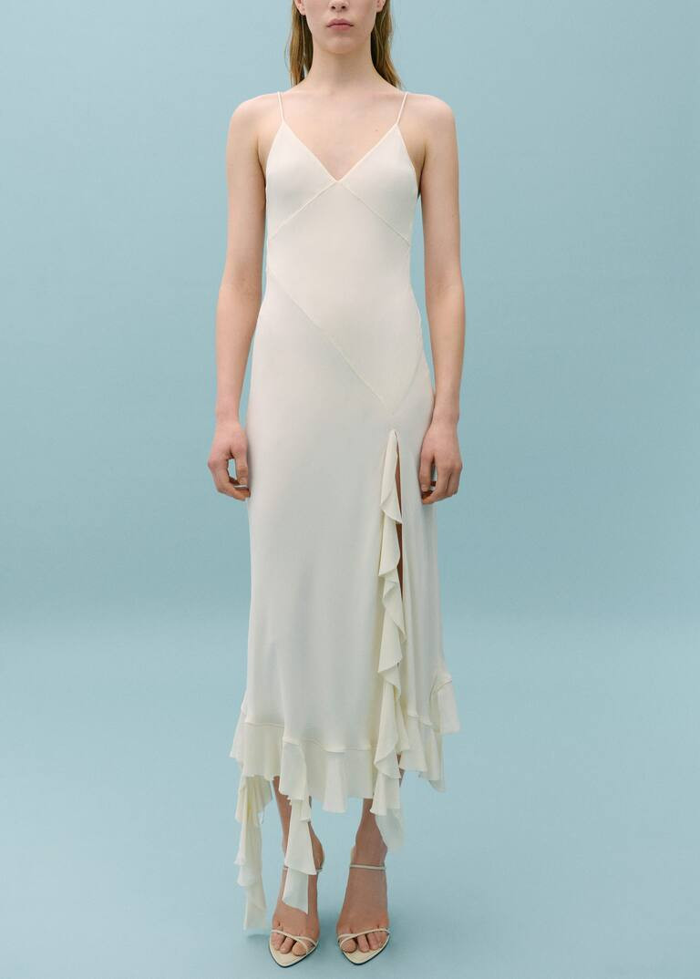 Asymmetric ruffled dress -  Women | Mango United Kingdom | MANGO (UK)