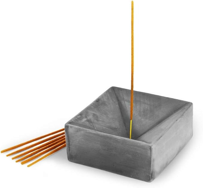 Slice of Goodness Gray Cement Large Cube Incense Holder - Modern Minimalist Upright Standard Size... | Amazon (US)
