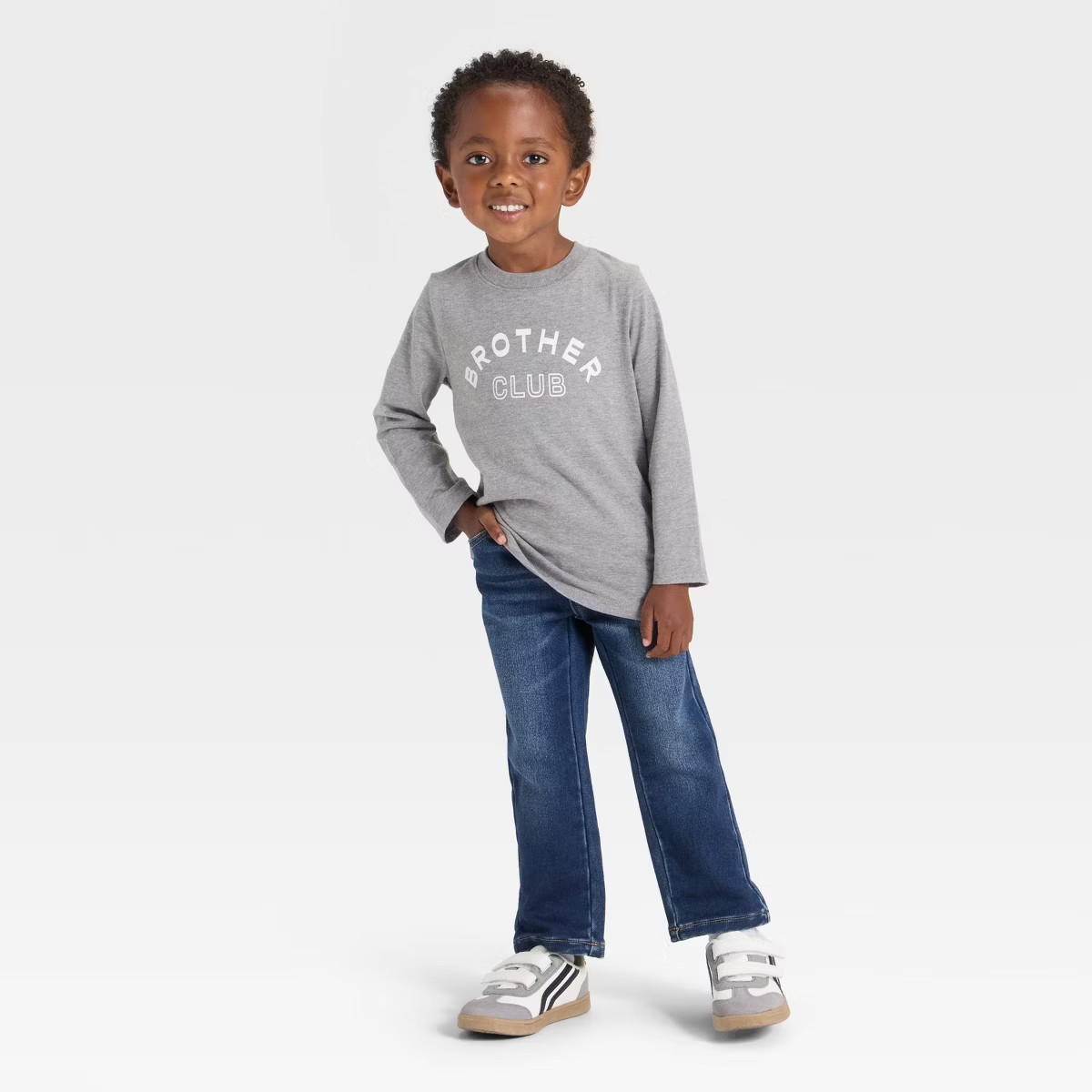 Toddler Boys' Long Sleeve Brother Club Graphic T-Shirt - Cat & Jack™ Gray 3T | Target