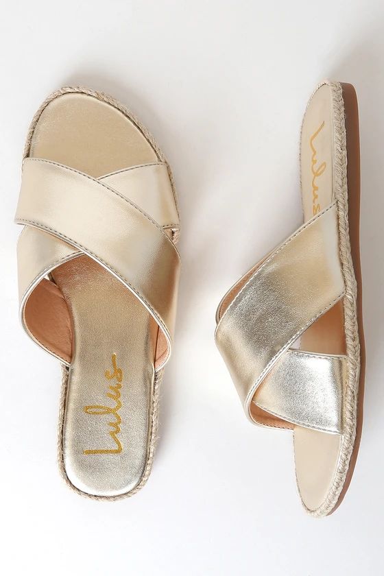 Koren Gold Espadrille Slide Sandals | Lulus (US)
