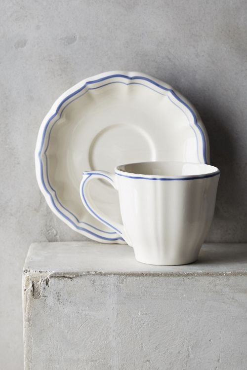 Gien Filet Bleu Cup & Saucer | Anthropologie (US)