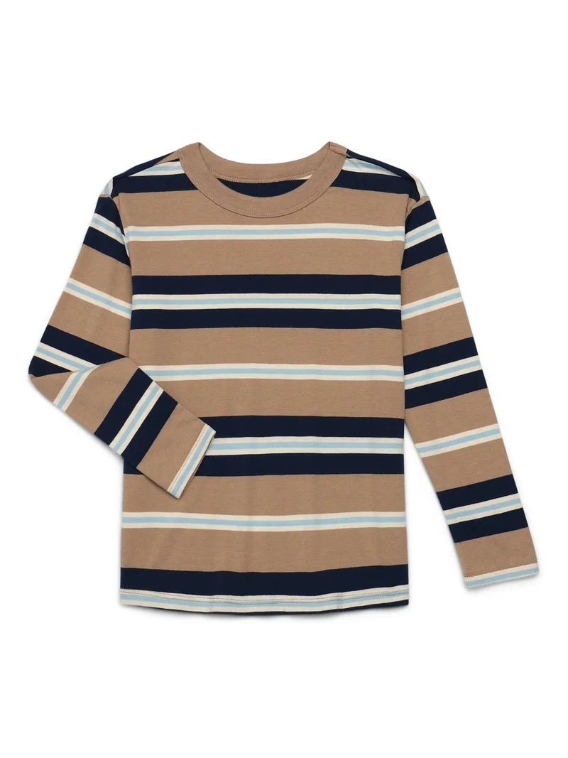 Wonder Nation Boys' Long Sleeve Stripe Tee, Sizes 4–18 & Husky | Walmart (US)